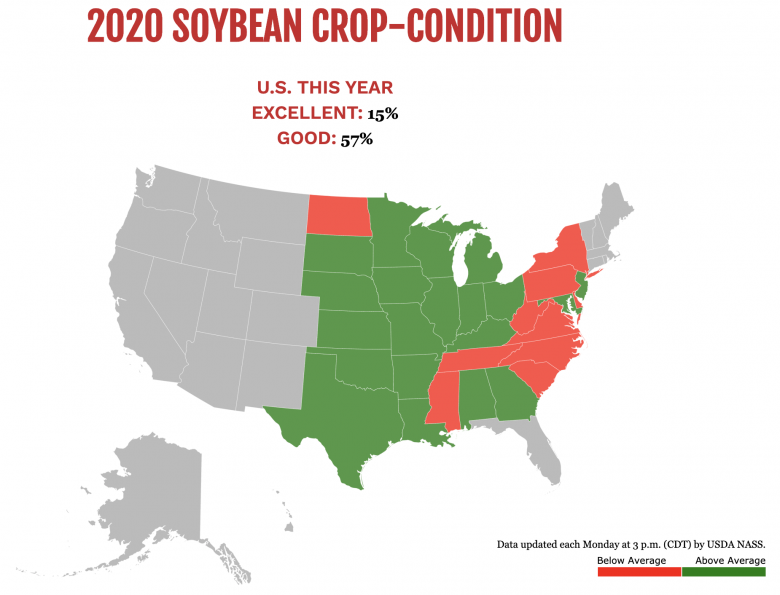 soybean-condition-72720 July 27, 2020 soybean condition map
