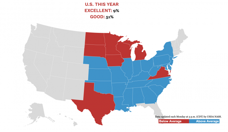 62121-soybean-condition-map Map of US soybean conditions