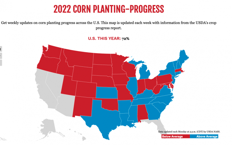 Mapa de progresso do milho 22 de maio de 2022 Mapa de progresso do milho 22 de maio de 2022